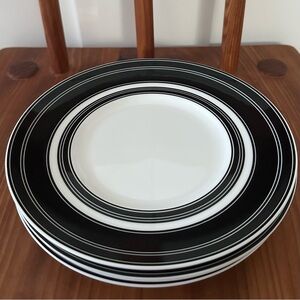 Set of 4 Kate Spade Lenox Pinney's Beach Black and White Plates